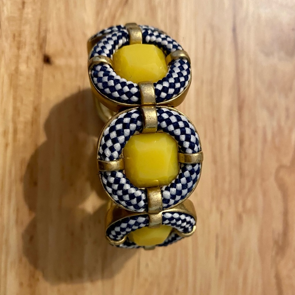 J. Crew Yellow and Navy Braided Statement Bracelet